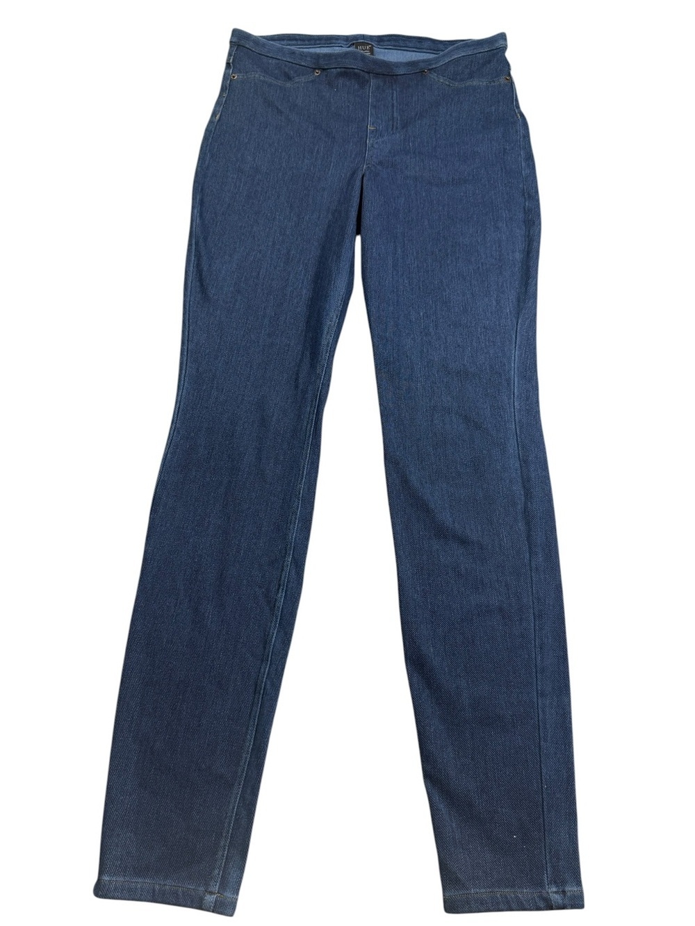 HUE Medium Stretch Cotton Pull on Straight-Leg Jeans Dark Blue Denim